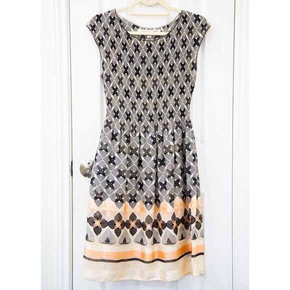 Max Studio Navy and Pink Cocktail Dress with Geometric Pattern, size L - Picture 1 of 9